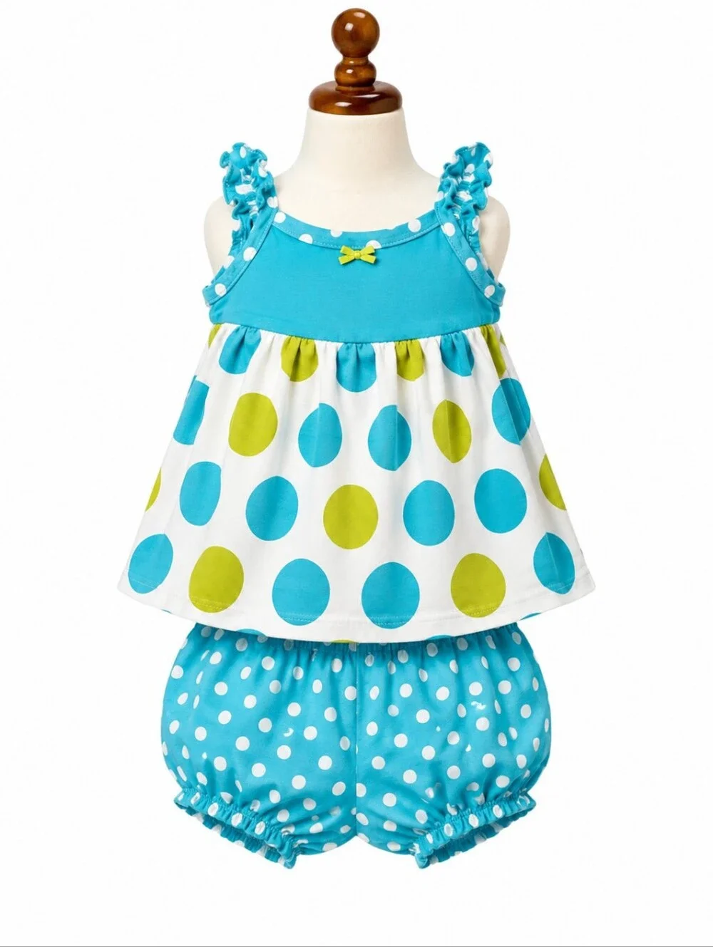 Gerber | Baby Girl Polka Dot Top & Bloomers Set – Aqua Summer Outfit